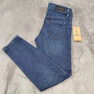NWT Polo Ralph Lauren Pants Girls 8 Aubrie Legging Stretch Jeans Blue Jeggings